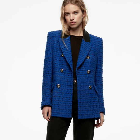 Zara combination faux leather textured blazer - Picture 7 of 14